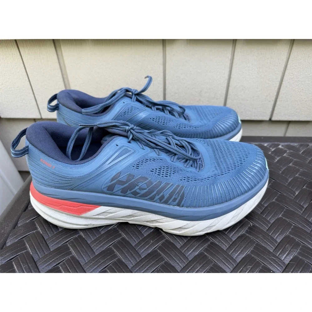 Hoka One One Bondi 7 Wide Men's 10.5 2E Blue Running Shoes